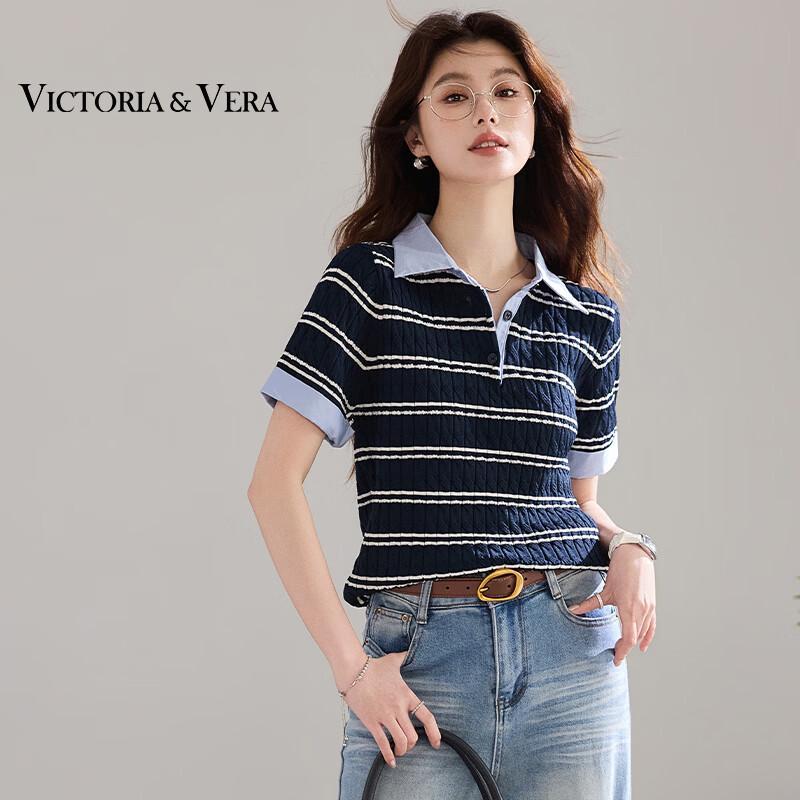VICTORIA&VERA Faux Two-Piece Short Sleeve Knit Top XL