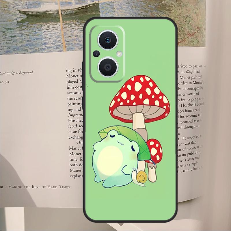 Mint Green The Frog Mushroom Cover For OPPO Reno 10 12 13 14 Pro 11 F 12F 13F 14F 7 8 Lite OPPO Find X9 X6 X5 X8 Pro Case