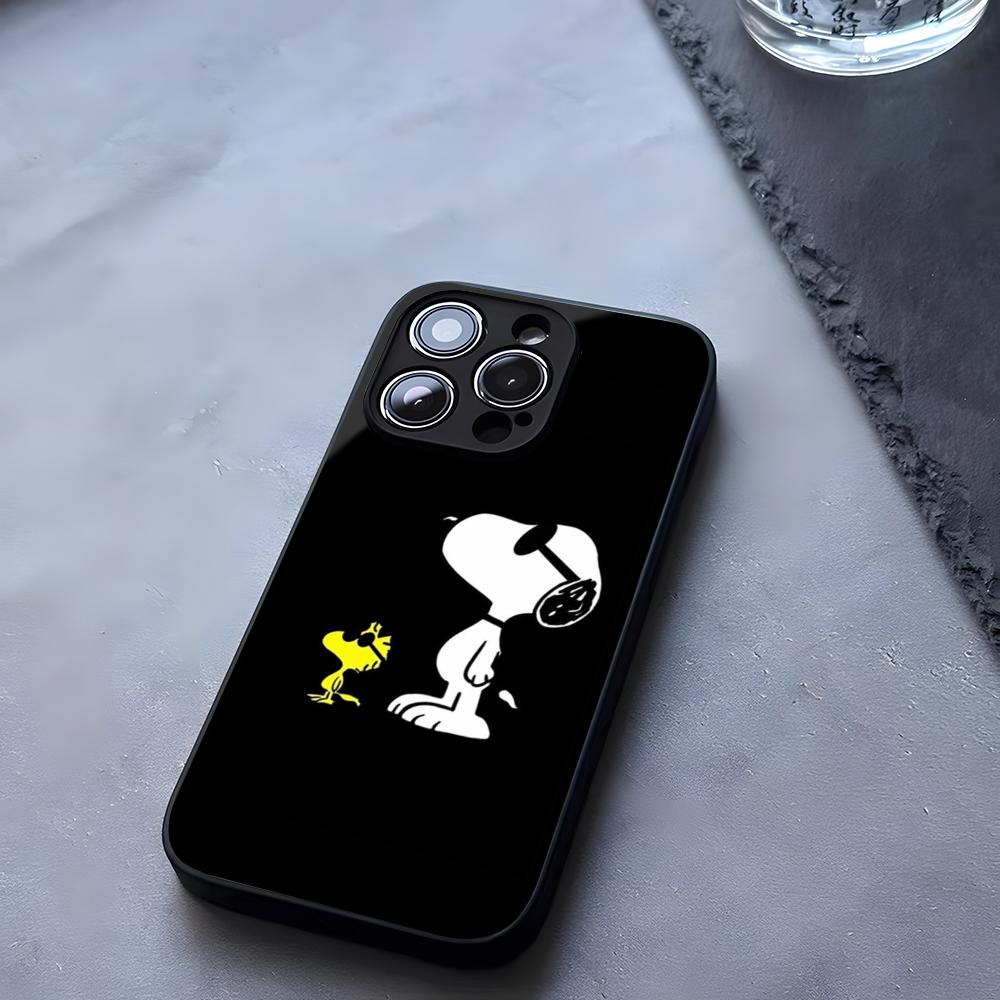 Big Head Snoopy Cartoon Phone Case Tempered Glass For IPhone 17 13 14 16 12 15 11 Pro Max Plus Mini X XR SE2020 Coque
