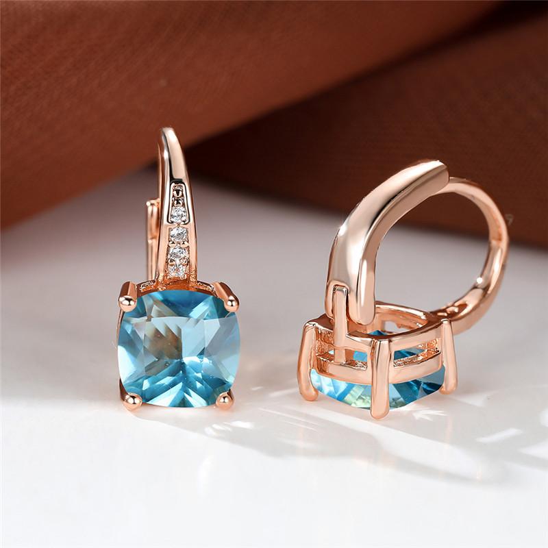 

1 пара розового/серебристого/желтого золота цвета принцессы огранки аква-синий камень висячие серьги в стиле бохо обручальные серьги для женщин ювелирные изделия розового золота/цвет морской волны