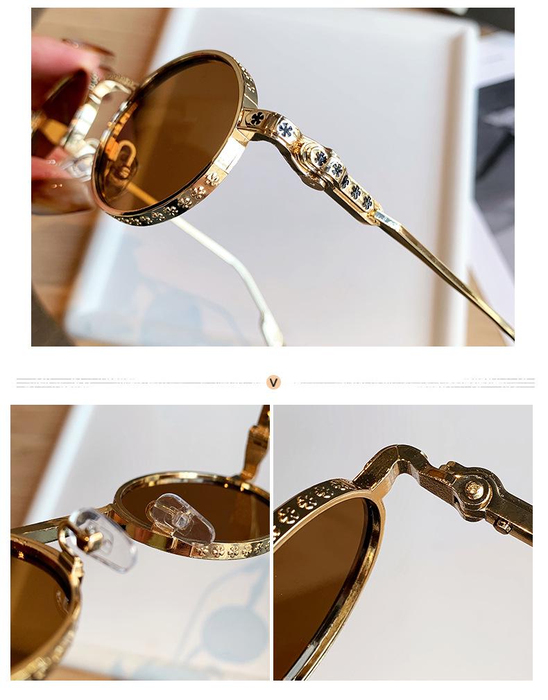Retro Small Frame Punk Hip Hop Round Sunglasses - European & American Street Style for Women