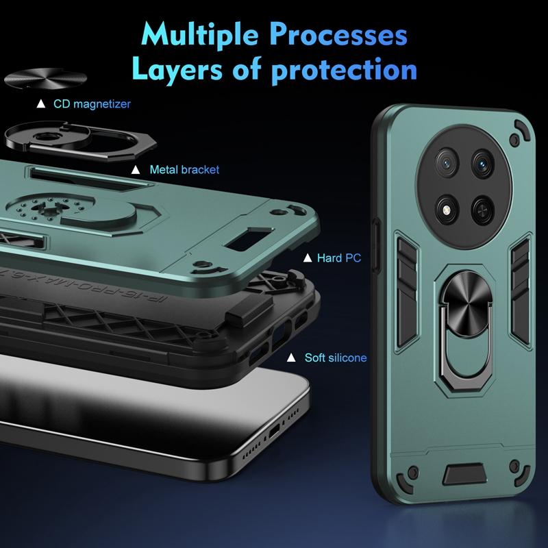 For Honor Magic 7 Lite Case Metal Ring Kickstand Armor Shockproof Case For Honor Magic7 Lite Lens Protection Cover