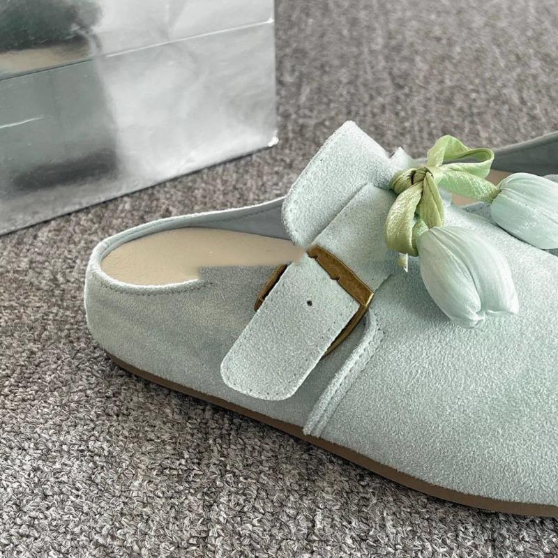 With skirt versatile bag head half drag women's shoes wear new summer one pedal