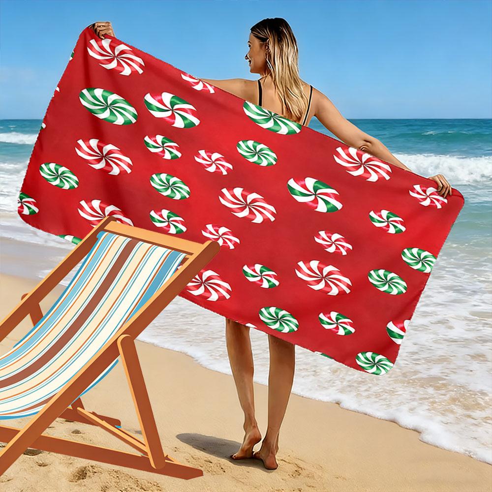 Vibrant swirling peppermint dreams Print beach towel, quick drying, suitable for travel, outdoor sports, jogging, the beach and swimming, gift