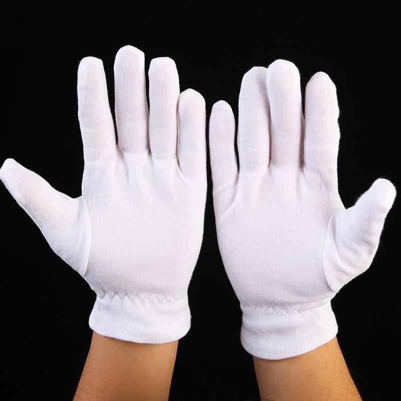 Moisturizing White Cotton Gloves with Elastic Cuffs