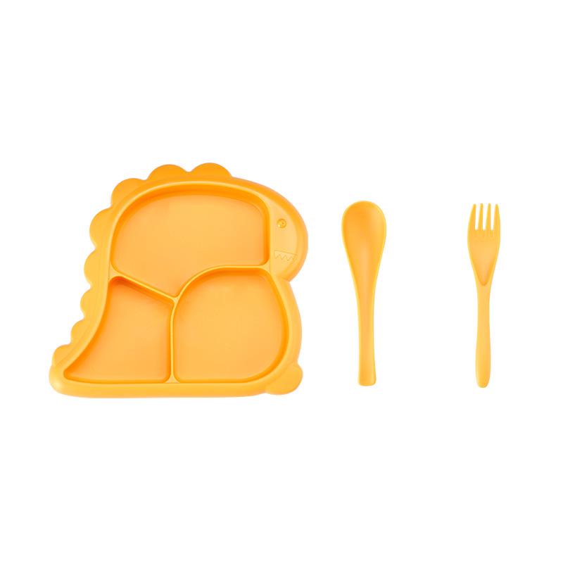 Dinosaur Baby Tableware Set: Microwave-Safe Plate, Food-Grade PP Bowl, Fork & Spoon for Kids