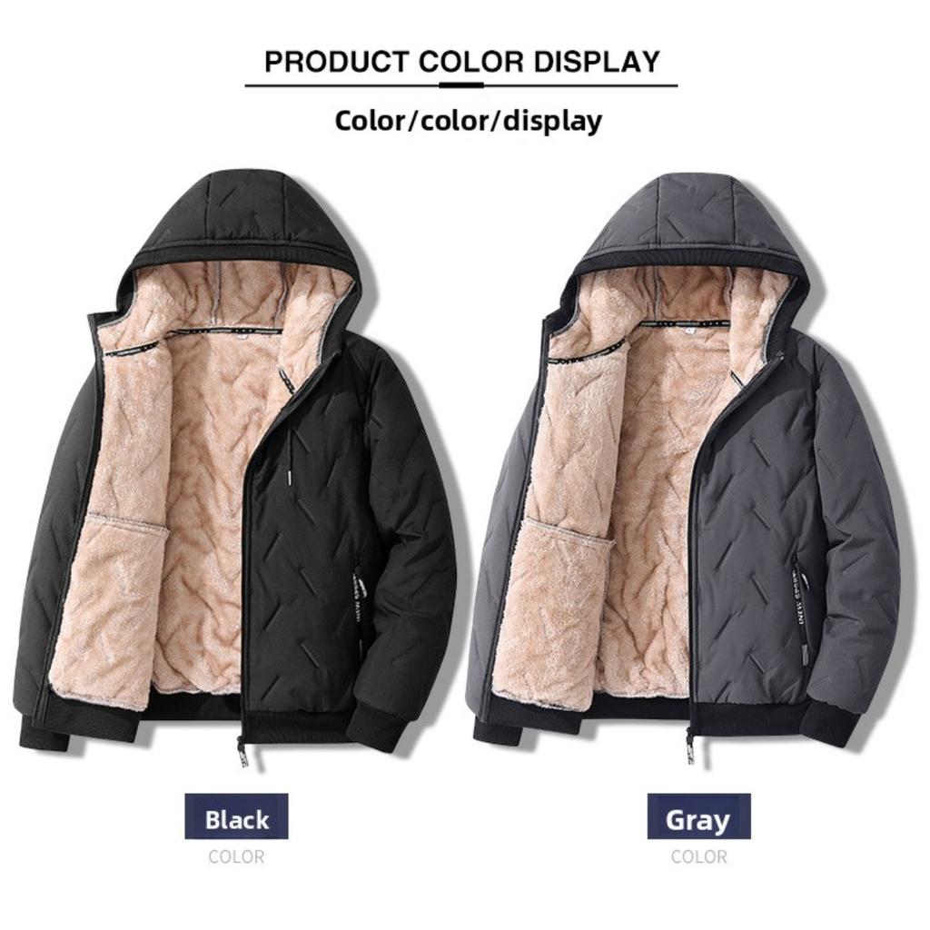 Cotton Jacket Men's Thick, Plus Size Men's Mid To Long, Down Cotton Jacket with Added Fleece and Increased Thickness for Warmth