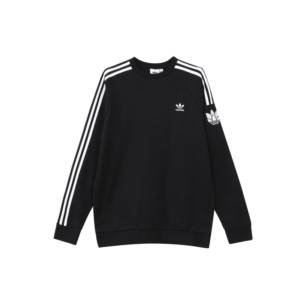 Adidas Originals Trefoil Logo Three Stripes Fleece Crewneck Sweatshirt Men Sweatshirt Black GN3545