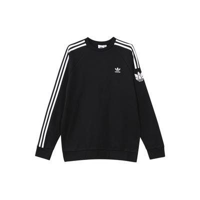 adidas Originals Logo Trifoglio Tre Strisce Felpa Girocollo in Pile Uomo Felpa Nera GN3545