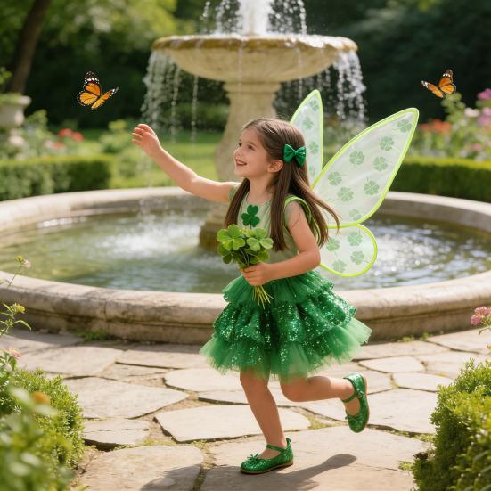 Aripi de Fluture cu Trifoi LED pentru Sf. Ziua Sfântului Patrick Curele Reglabile și Moduri de Lumină Programabile Costum pentru Spectacol pe Scenă Recuzită pentru Petrecere Festivă de Dans