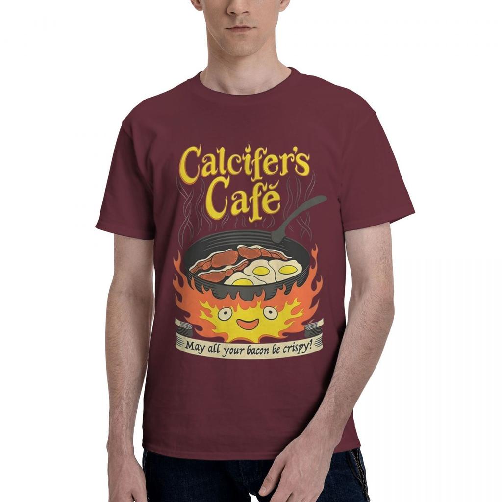 Calcifers Cafe May All Your Bacon Eggs Be Crispy Cooking 100 Cotton Casual Breathable Confortable Top Football Shirts 2025