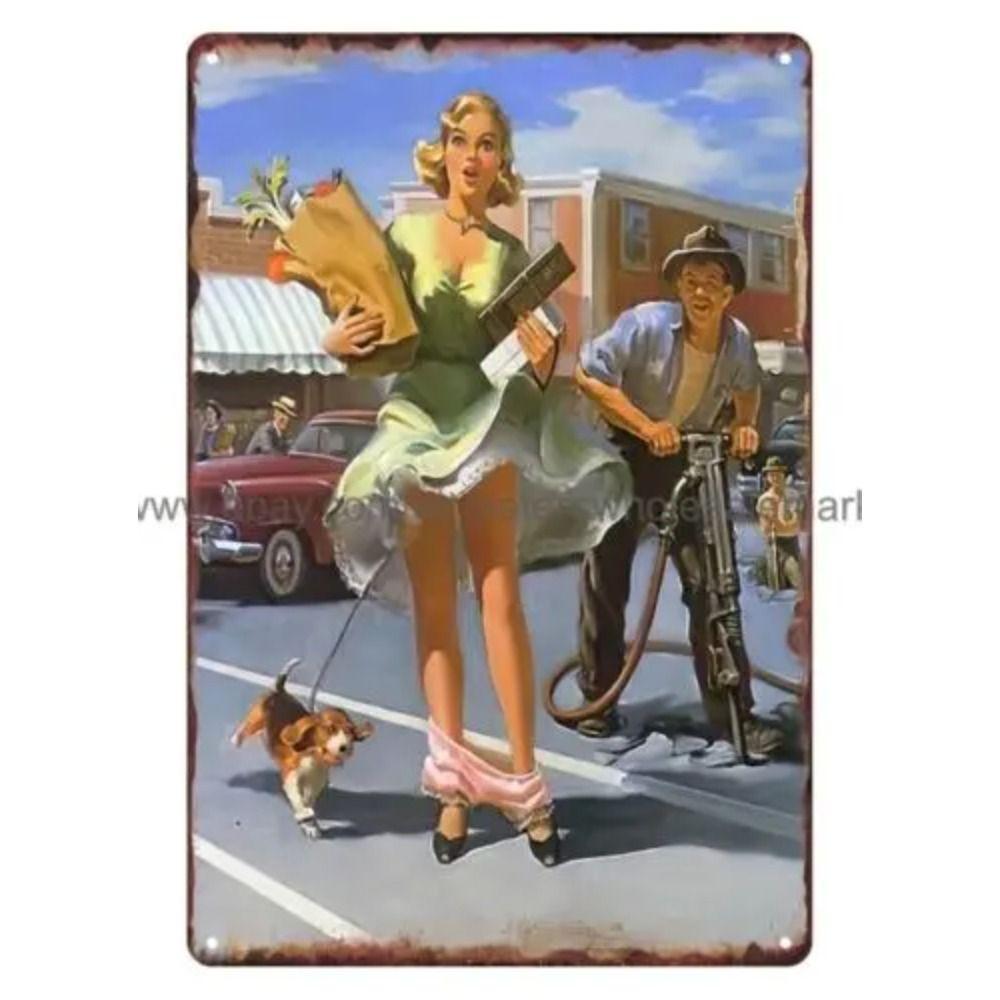 Vintage Girl Metal Sign Poster Retro Wall Art Home Decor Bar Club Man Cave Decoration 20x30cm