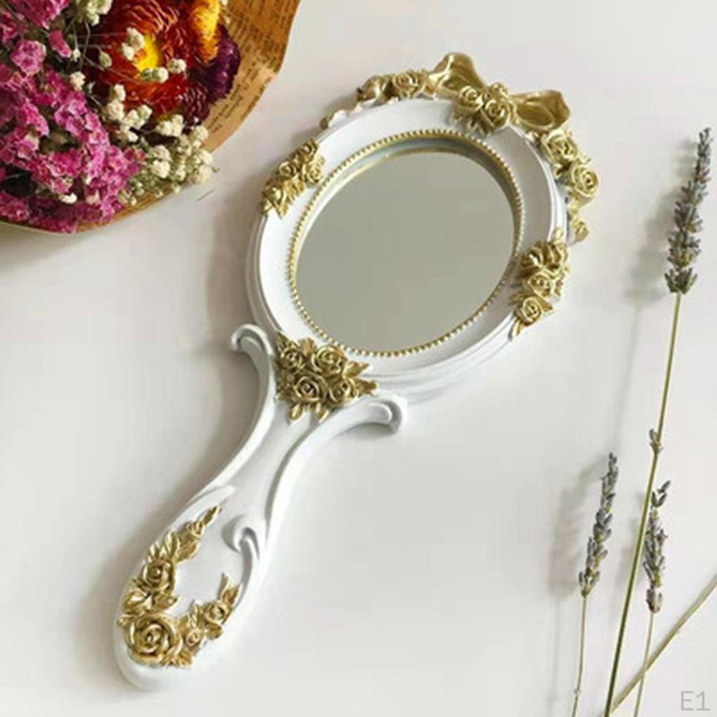 Mirror with Rose Embossing for Make-up, Oval Shape