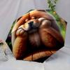 Chow Chow Dog Face Umbrella - Automatic Open/Close, 8-Rib Compact Folding Umbrella with Fluffy Chow Chow Portrait, Cute Brown