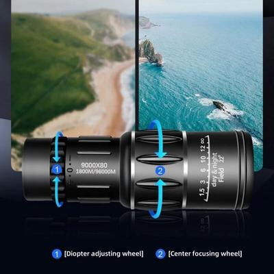Tragbares Teleskop 9000x80 HD Professionelles Monokular-Zoom-Fernglas Sicht bei schwachen Lichtverhältnissen Nachtjagd-Campingausrüstung