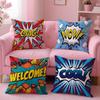 Welcome Omg Cushion Cover Plush Fabric Soft Double-Sided Printed Invisible Zipper Sofa Pillow Case Home Decor