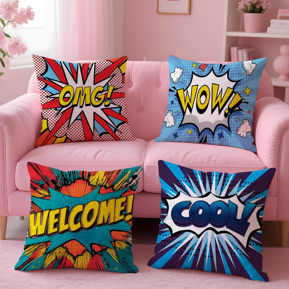 Welcome Omg Cushion Cover Plush Fabric Soft Double-Sided Printed Invisible Zipper Sofa Pillow Case Home Decor