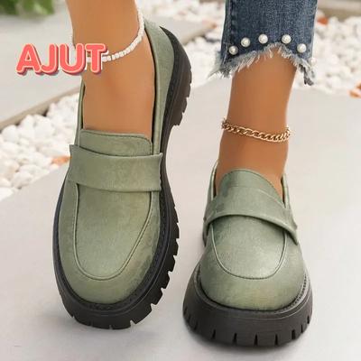 Fashion British Style Comfortable Round Toe Women Loafers 2024 Autumn Casual Fashion Large Size Women's Platform Shoes Zapatos De Mujer
