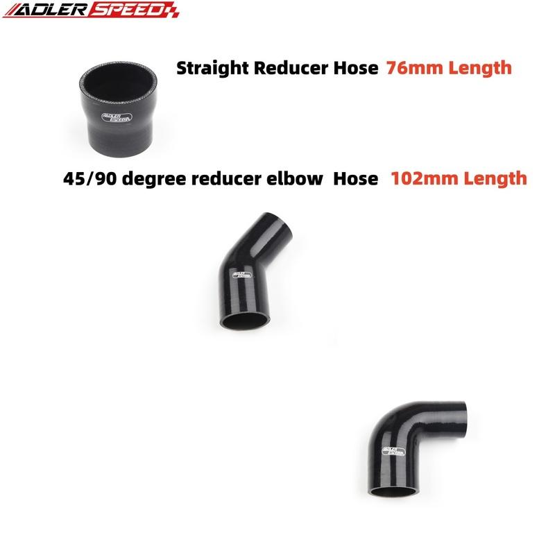 3" To 2'' (76-51mm) ID Straight/45 Degree/90 Degree Reducer Silicone Hose Black Turbo/Intake Coupler Pipe