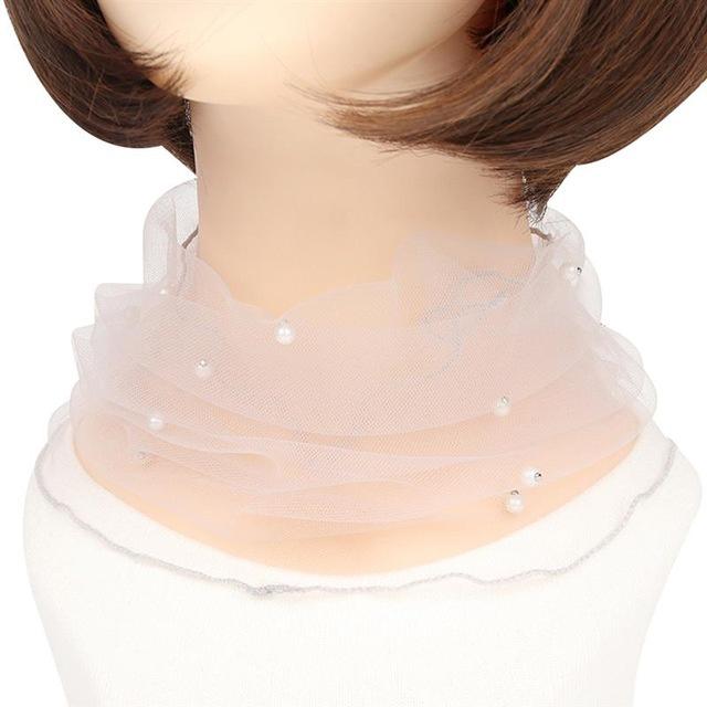 

Элегантный прозрачный женский шарф с искусственным жемчугом, сетчатое ожерелье, шарф, круглый шарф на осень, аксессуары для одежды, 1 шт. серый