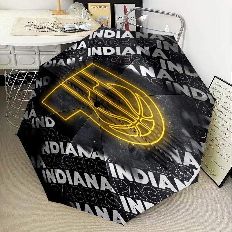 basketball Pacers Neon Art Umbrella Folding umbrella, automatic umbrella 8-Frame for Travel, camping Use Gift for Halloween Christmas