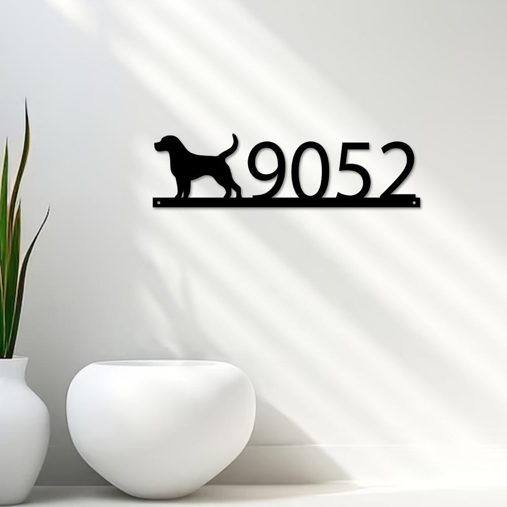 Metall Hund Familienname Wandkunst Personalisierter Hausnummernschild Außen Rustikales Dekor