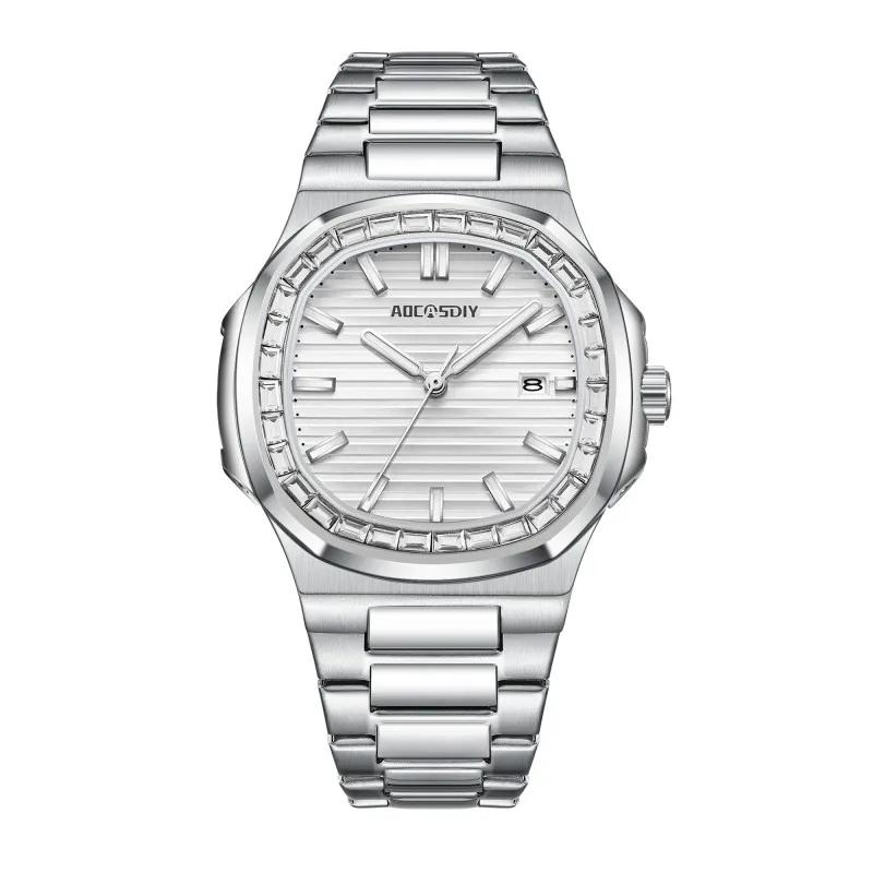 New Fashion Square Luxury Watches for Men Luminous Date Waterproof Business Quartz Wristwatch Male Clock reloj