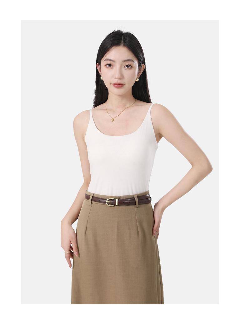 Damen Samt U-Ausschnitt Camisole mit Kamelienöl - Warmes ärmelloses Herbst/Winter Unterhemd