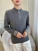 2025 Women's Autumn/Winter Half-Zip Stand Collar Cashmere Knit Sweater - Loose, Slimming, Thick Base Layer