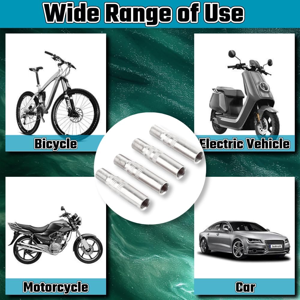 Valve Stem Extension 4Pcs 39Mm, Tire Valve Extension Valve Stem Extenders Tire Valve Extenders Brass Tire Stem Extension Wheel Tire Cap Extender