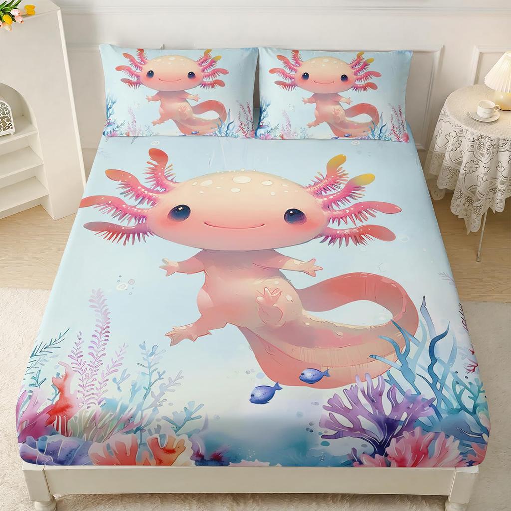 Undersea Creature Dolphin Pattern Mattress Three-Piece Digital Printing Bedding Set Adult Children