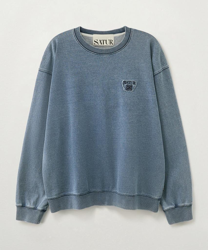 Seteo Denim-Like Washed Sweatshirt Blue