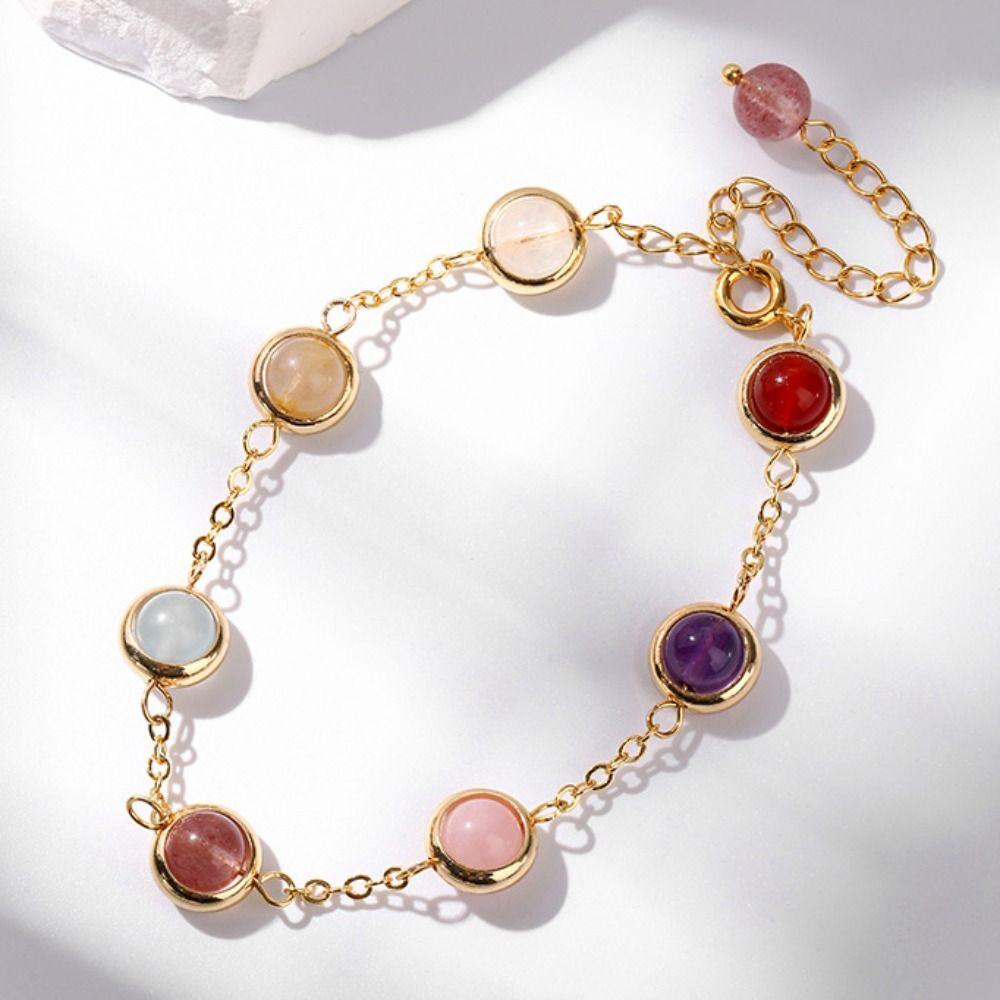 Adjustable Colorful Crystal Lucky Bracelet Rainbow Candy Beads Bangle  Wedding Party Gift