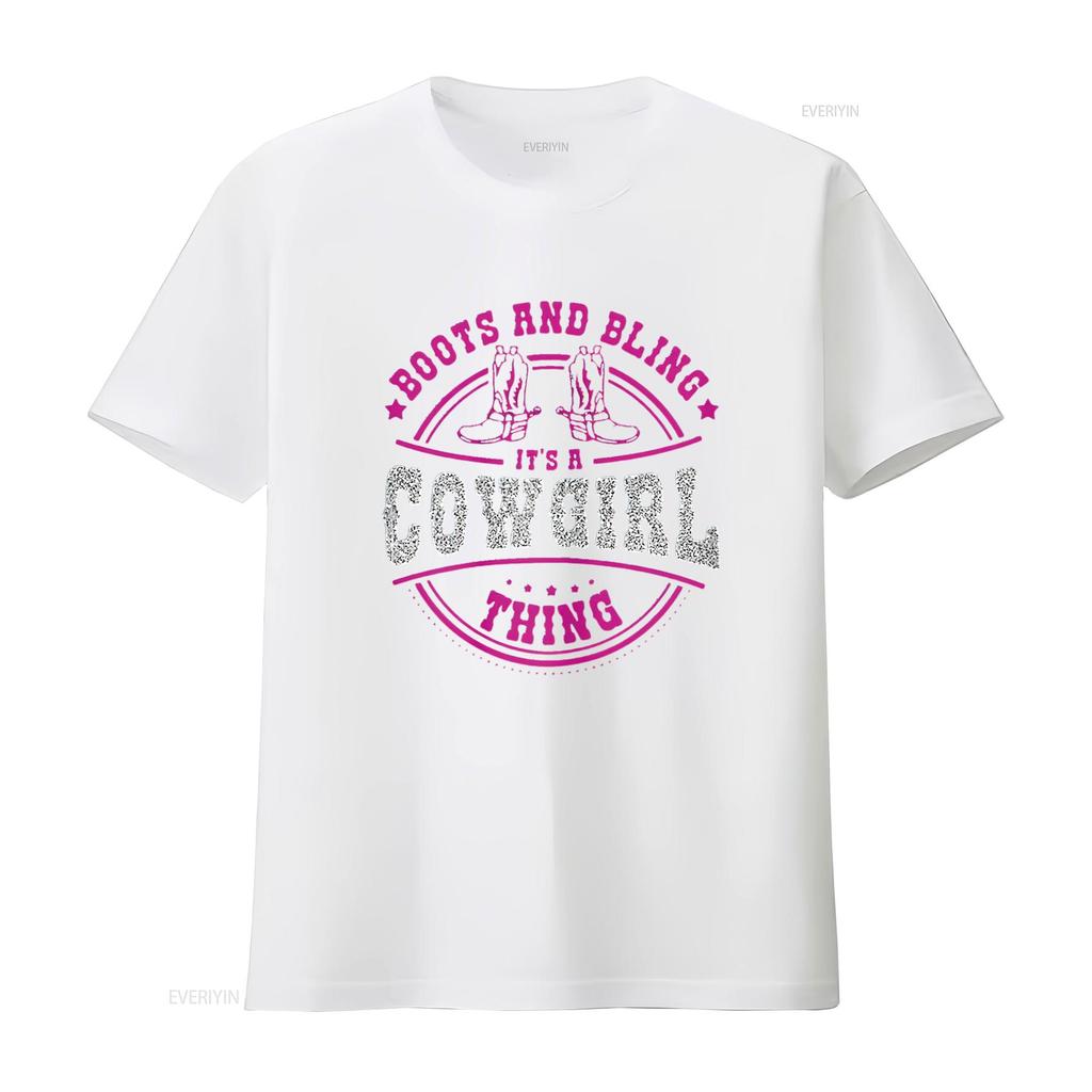 Womens boots bling it s a cowgirl thing Western Unique T Shirt for Women Soft and Breathable Casual vintage Washed streetwear
