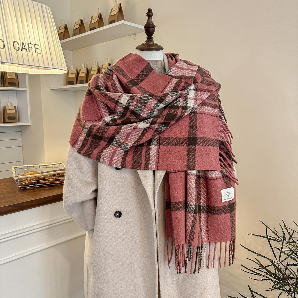 Retro plaid Japanese and Korean atmosphere plaid scarf women's plaid series contrasting color warm shawl student scarf