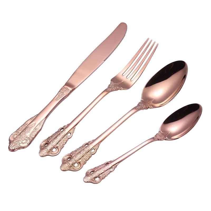 24 Pcs 18/10 Stainless Steel Black Gold Silver Cutlery Dinnerware Meat Knives Coffee Spoon Fork Flatware Set Dishwasher Safe