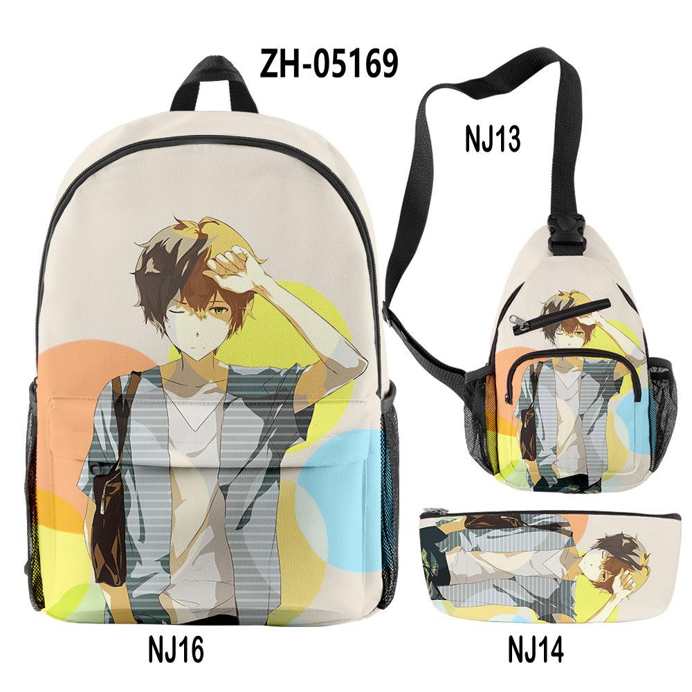 

Харадзюку Популярный Забавный Хёка 3D-принт 3 шт./компл. ученик Школьные сумки Дорожный рюкзак для ноутбука Нагрудная сумка Пенал небесно-голубой