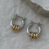 Trend Personality Unique Simple Small Ring Pendant Gold And Silver Color Matching Ear Buckle Earrings Niche Fashion Earrings Women