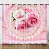 Curtain Flower Rose Simple 3D Digital Printing Blackout Curtain Punching