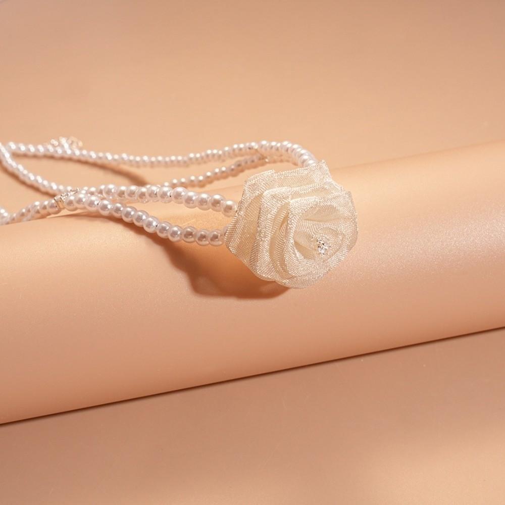 Jewelry Accessories Korean Style Choker Mesh Rose Pearl Clavicle Chain  Girls Party