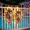Patriotic Hanging Basket, Red White Blue Artificial Flowers for America's 250th Anniversary, UV Fade Resistant for Outdoor Indoor Decor