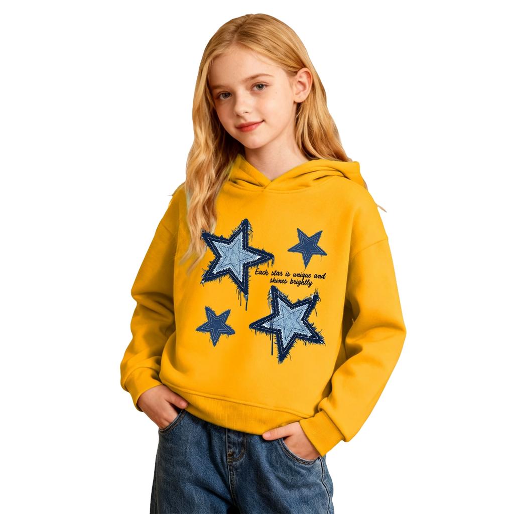 Boys Girls Casual Pullover Hoodie with Star and Letter Print for Sports and Daily Wear