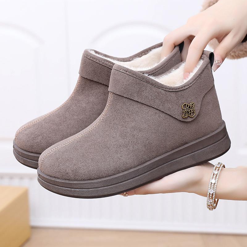 Women's Retro Low-top Ankle Boots, Cotton Shoes, Thick and Warm Snow Boots, Cloth Shoes