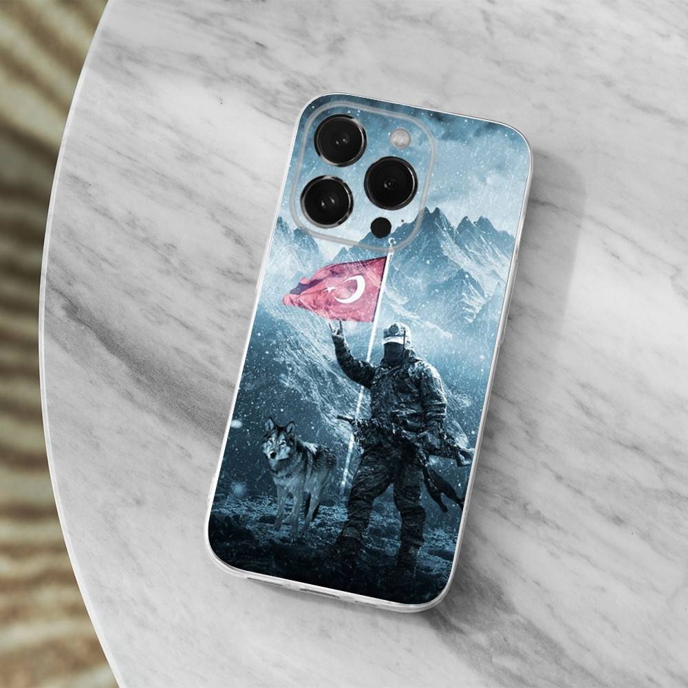 Turkey Flag Turk Wolf For iPhone 12,Mini,16,X,13,XR,15,Pro,17,Plus,11,Max,14,SE,XS,Transparent Soft Cover Case iPhone17Air
