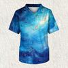 Men's Printing Short Sleeve V-neck Working Blouse Chest Pocket Carer Top