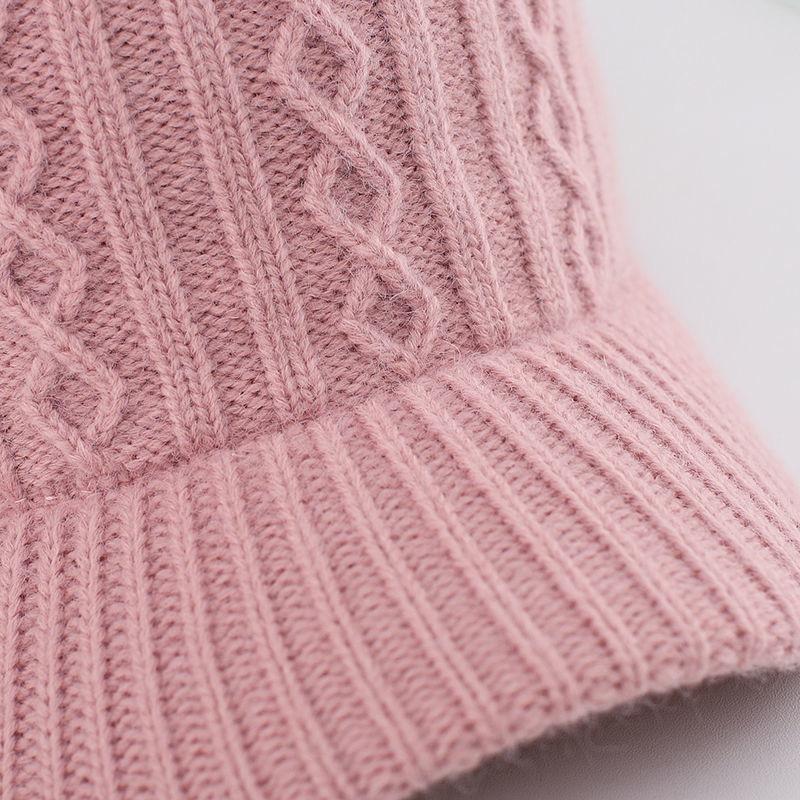 Autumn and Winter Knitted Wool Baseball Hat Warm Solid Color Light Plate Duck Tongue Hat Versatile Fashion Face Showing Small Hat