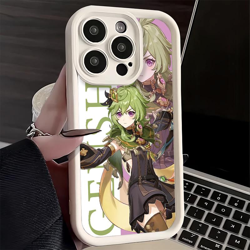 

Phone Case for iPhone 17 Air 16E 15 16 Pro Max Genshin Impact Anime Cover 14 Plus 13 12 Mini Soft Shell Silicone Fundas iPhone 13 Mini
