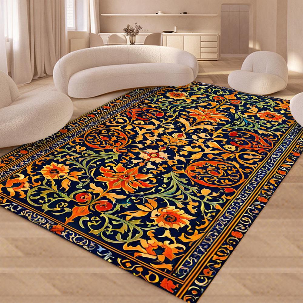 Brightly Printed Mughal Floral Carpet for Living Room Sofa Decor Rugs Bedroom Rug  Kitchen Coffee Table Floor Mat Indoor Rug