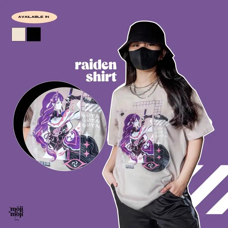 Impact Shirt Raiden Shogun Genshin TShirt Gamer Shirt Gaming TShirt Raiden Merch Cute Anime L