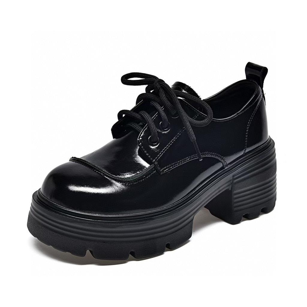 Platform Shoes Women's Autumn New Waterproof Platform Muffin Heel Lace-up Small Leather Shoes College Style Women